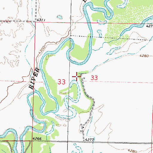 Topographic Map of 14N11W33BDD_01 Well, MT
