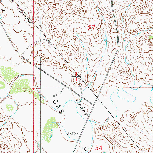 Topographic Map of 14N55E27CDDB01 Well, MT