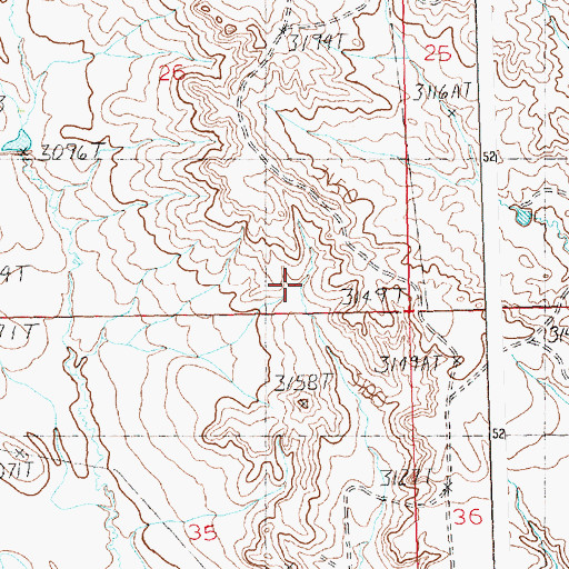 Topographic Map of 14N26E35AD__01 Well, MT