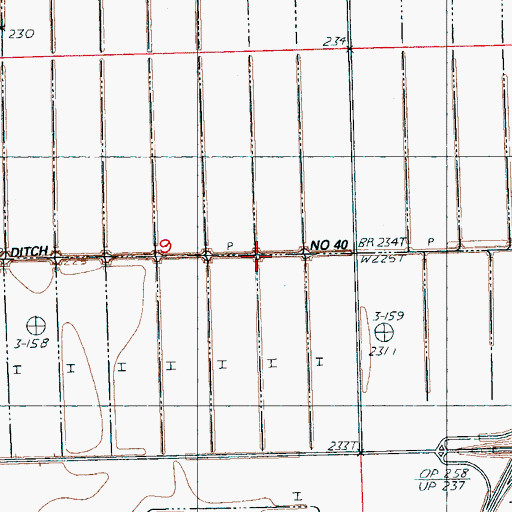Topographic Map of Ditch Number 40, AR