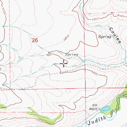 Topographic Map of 14N12E26DA__01 Spring, MT
