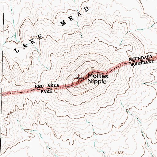 Topographic Map of Mollies Nipple, AZ