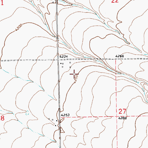 Topographic Map of 14N16E27BB__01 Well, MT