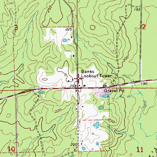 Topographic Map of Banks Lookout Tower, AR