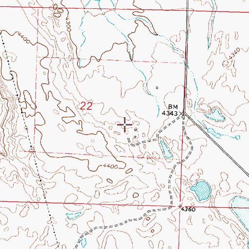 Topographic Map of 14N12W22DBAD01 Well, MT