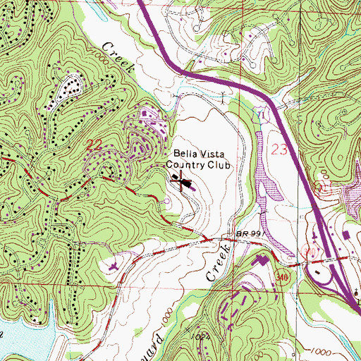 Topographic Map of Bella Vista Country Club, AR