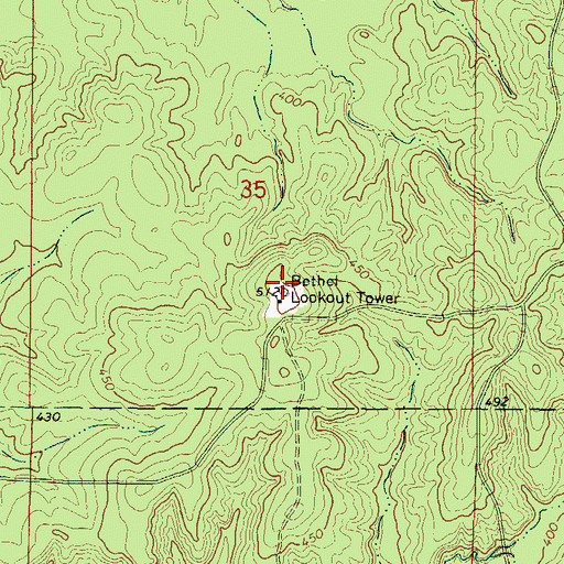 Topographic Map of Bethel Lookout Tower, AR