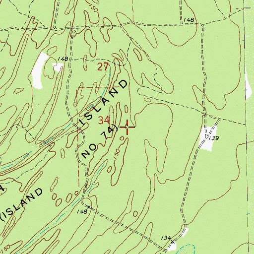 Topographic Map of Beulah Island Number 74, AR