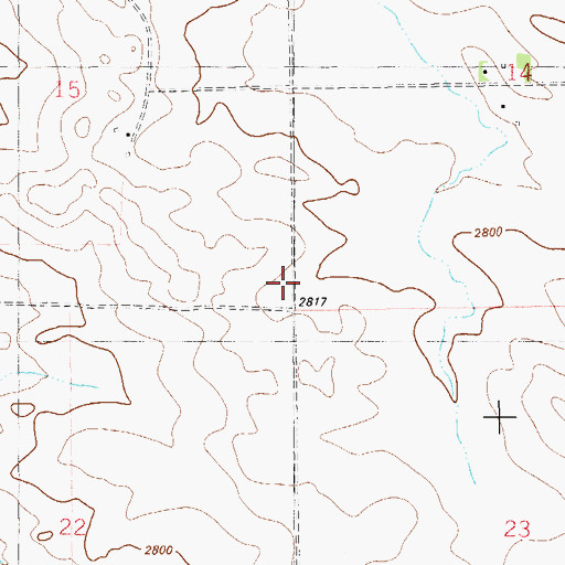 Topographic Map of 14N60E15DDD_01 Well, MT