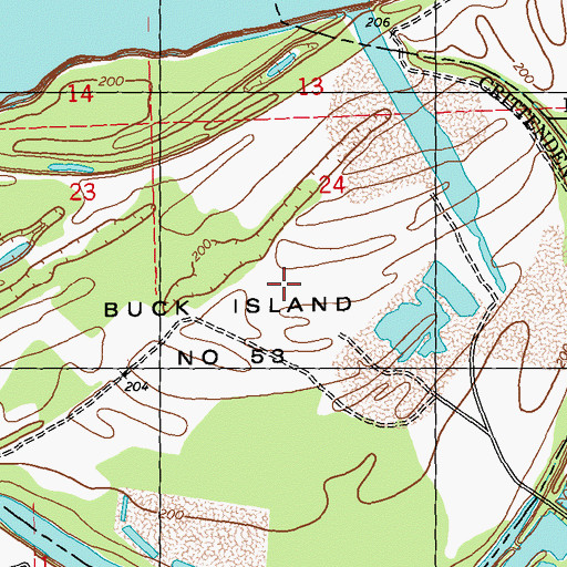 Topographic Map of Buck Island Number 53, AR