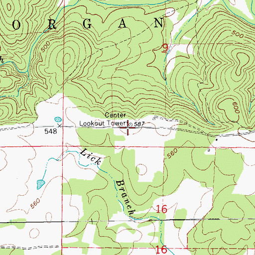 Topographic Map of Center Lookout Tower, AR