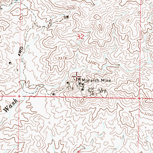 Topographic Map of Monarch Mine, AZ