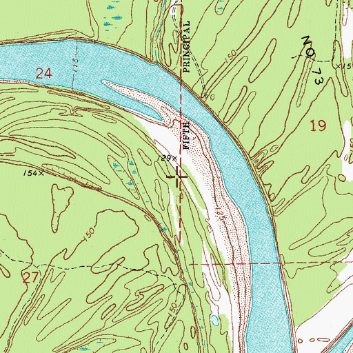 Topographic Map of Chute of Island Number 73, AR