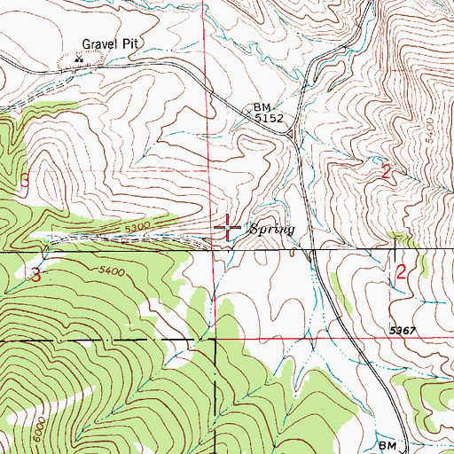 Topographic Map of 14N11E02CB__02 Spring, MT