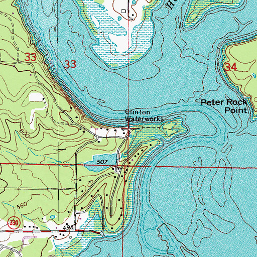 Topographic Map of Clinton Waterworks, AR