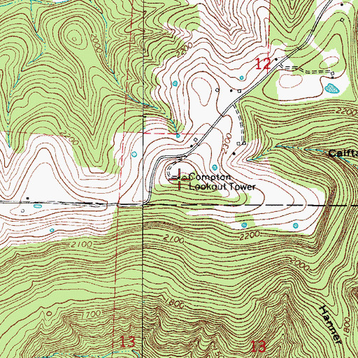 Topographic Map of Compton Lookout Tower, AR