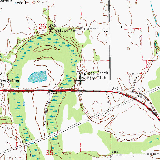 Topographic Map of Cypress Creek Country Club, AR