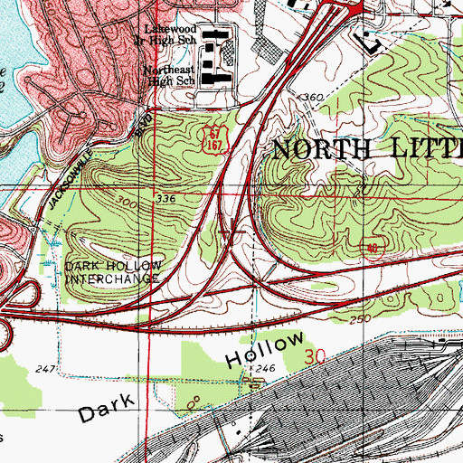 Topographic Map of Dark Hollow Interchange, AR
