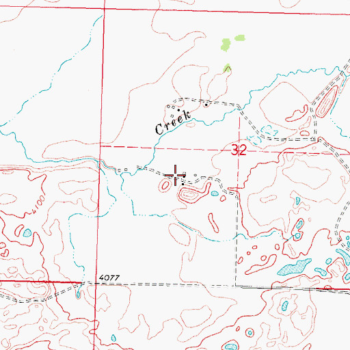 Topographic Map of 15N12W32CABC01 Well, MT