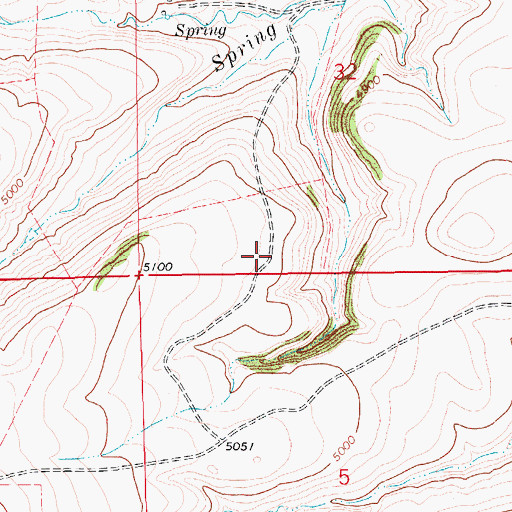 Topographic Map of 15N12E32CD__01 Spring, MT