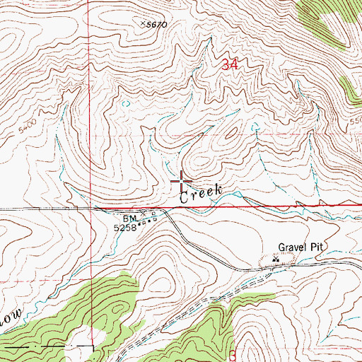 Topographic Map of 15N11E34CD__01 Spring, MT