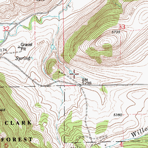 Topographic Map of 15N11E33CC__01 Spring, MT