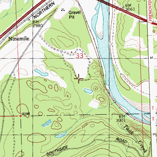 Topographic Map of 15N22W33DBCC01 Well, MT
