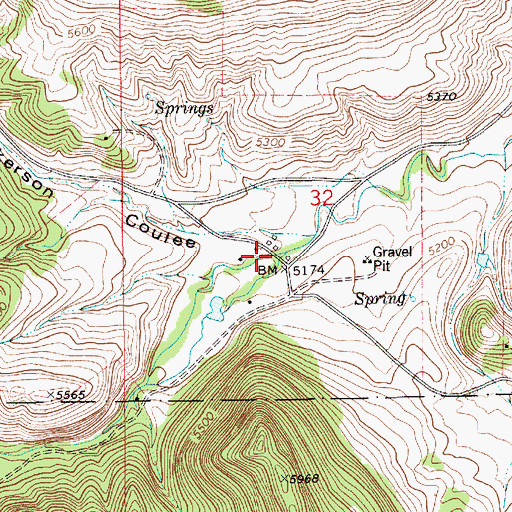Topographic Map of 15N11E32CA__01 Well, MT