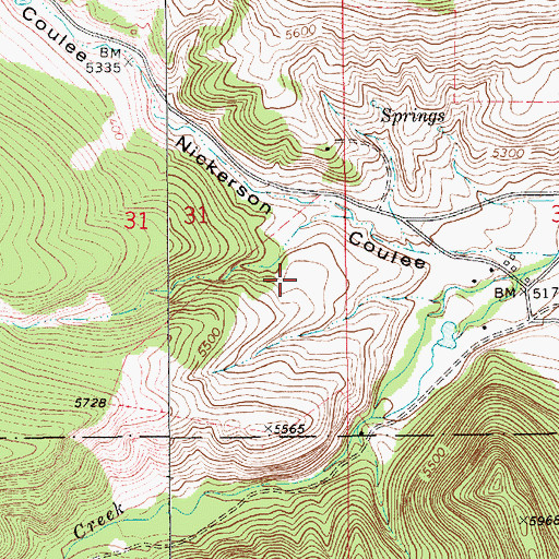 Topographic Map of 15N11E31DA__01 Spring, MT