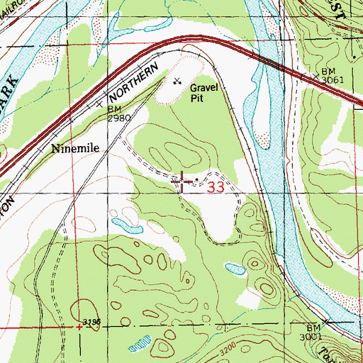 Topographic Map of 15N22W33BDDD01 Well, MT