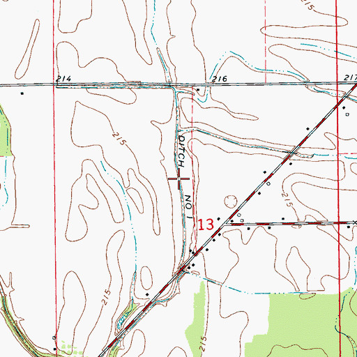 Topographic Map of Ditch Number 1, AR