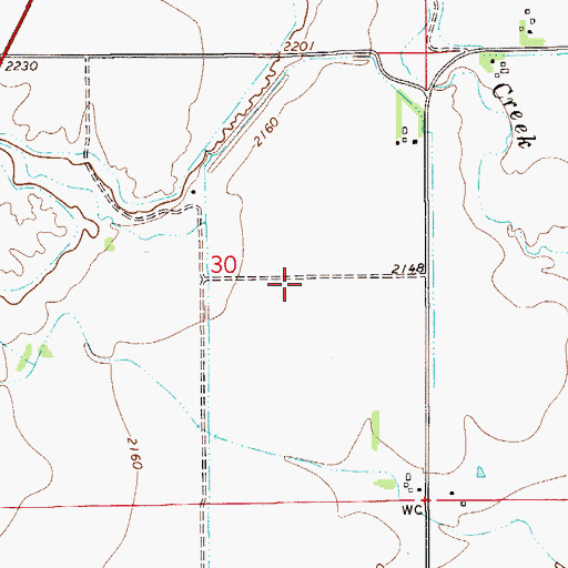 Topographic Map of 14N55E30CDB_02 Well, MT