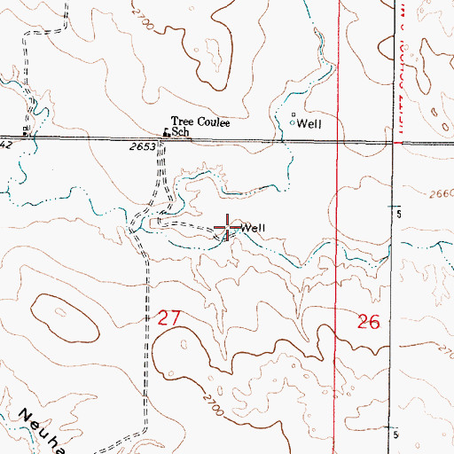 Topographic Map of 15N44E27ACAA01 Well, MT