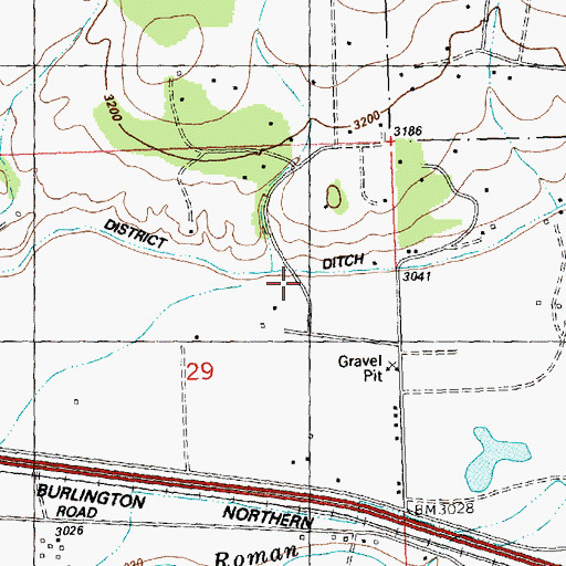 Topographic Map of 15N21W29ADBC01 Well, MT