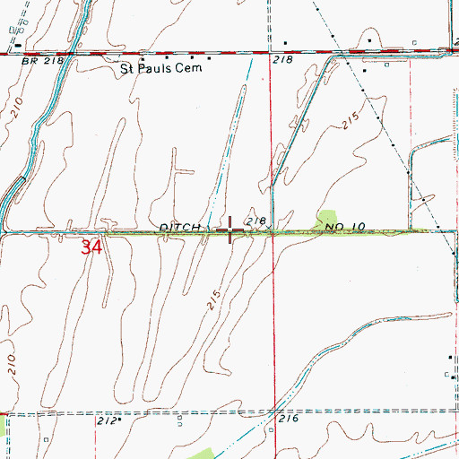 Topographic Map of Ditch Number 10, AR
