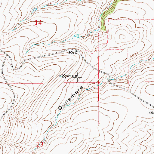 Topographic Map of 15N11E14DD__01 Spring, MT