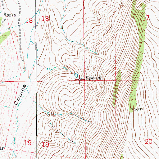 Topographic Map of 15N11E18DD__02 Spring, MT
