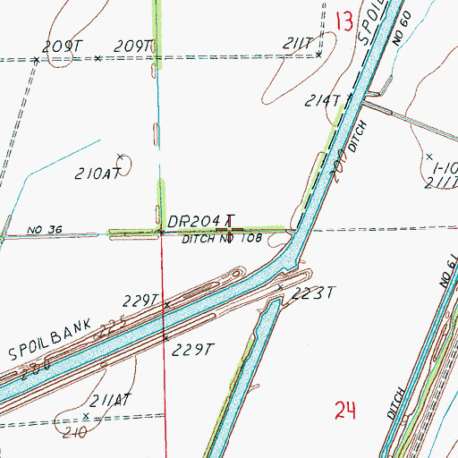Topographic Map of Ditch Number 108, AR