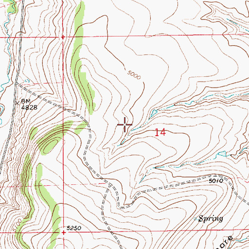 Topographic Map of 15N11E14BD__01 Spring, MT