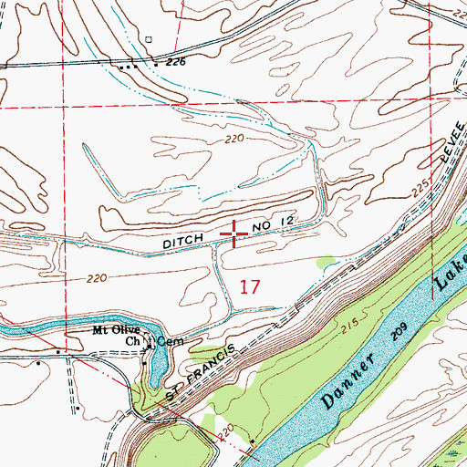 Topographic Map of Ditch Number 12, AR