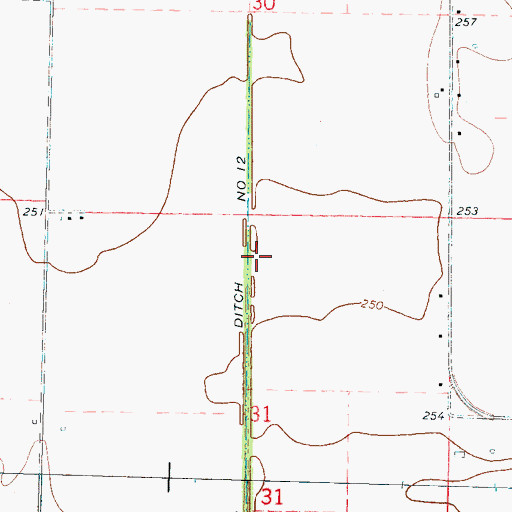 Topographic Map of Ditch Number 12, AR