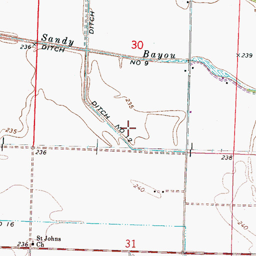 Topographic Map of Ditch Number 12, AR