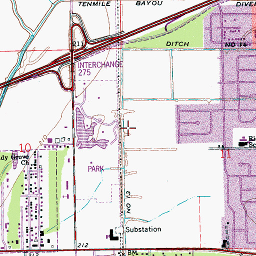 Topographic Map of Ditch Number 13, AR