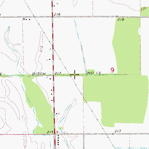 Topographic Map of Ditch Number 13, AR
