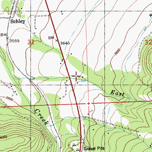 Topographic Map of 16N19W31DDAB01 Well, MT
