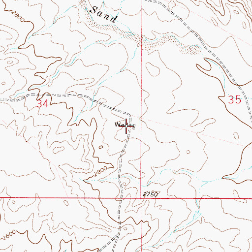 Topographic Map of 16N53E27CADD02 Well, MT