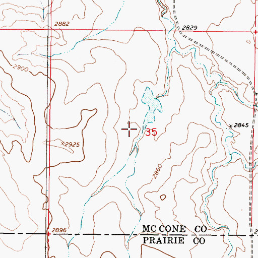 Topographic Map of 16N46E35BDDC01 Well, MT