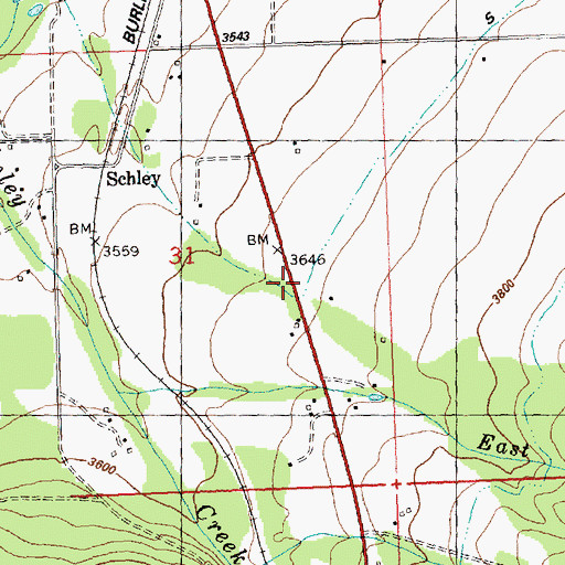 Topographic Map of 16N19W31DABB01 Well, MT