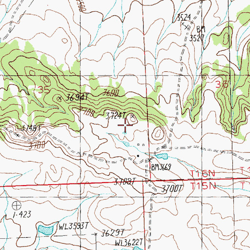 Topographic Map of 16N22E35DDA_01 Well, MT