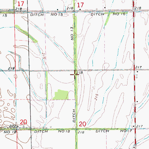 Topographic Map of Ditch Number 13, AR
